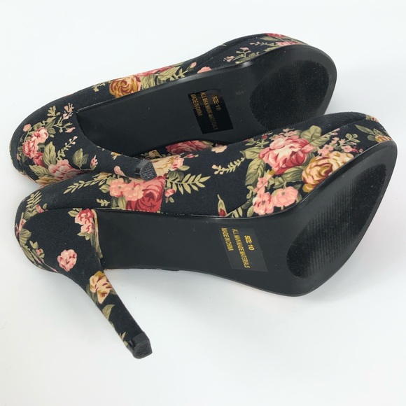 Qupid Women’s Floral Stiletto Platform Pump Heels Size 10 - Picture 12 of 15